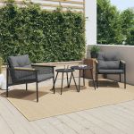 Set mobilier de balcon, 4 piese, cu perne, negru, oțel GartenMobel Dekor