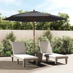 Umbrelă de soare de grădină stâlp din lemn, negru, 299x240 cm GartenMobel Dekor