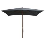 Umbrelă de soare exterior, stâlp lemn, 200x300 cm, antracit GartenMobel Dekor