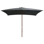 Umbrelă de soare exterior, stâlp lemn, 200x300 cm, antracit GartenMobel Dekor