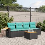 Set mobilier de grădină cu perne, 5 piese, negru, poliratan GartenMobel Dekor