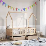 Cadru de pat cu sertare de copii, 70x140 cm, lemn masiv de pin GartenMobel Dekor