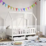 Cadru de pat cu sertare de copii, 70x140 cm, lemn masiv de pin GartenMobel Dekor