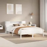 Cadru de pat fără saltea, alb, 120x200 cm, lemn masiv pin GartenMobel Dekor