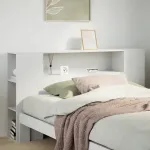 Tăblie de pat cu depozitare alb 140 cm lemn masiv de pin GartenMobel Dekor