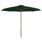 Umbrelă de soare de exterior, stâlp din lemn, verde, 350 cm GartenMobel Dekor