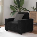 Canapea scaun negru 59 cm catifea GartenMobel Dekor