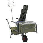 Cărucior de pescuit cu roată, verde, oțel vopsit electrostatic GartenMobel Dekor