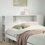 Tăblie de pat cu depozitare alb 120 cm lemn masiv de pin GartenMobel Dekor