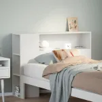 Tăblie de pat cu depozitare alb 75 cm lemn masiv de pin GartenMobel Dekor
