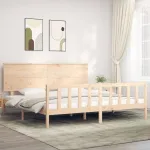Cadru de pat cu tăblie Super King Size, lemn masiv GartenMobel Dekor