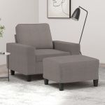 Fotoliu canapea cu taburet, taupe, 60 cm, material textil GartenMobel Dekor