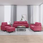 Set canapele cu perne, 4 piese, roșu vin, catifea GartenMobel Dekor