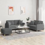 Set de canapele cu perne, 3 piese, gri închis, textil GartenMobel Dekor