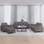 Set de canapele cu perne, 4 piese, gri, piele ecologică GartenMobel Dekor