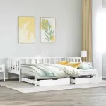 Pat de zi cu extensie și sertare fără saltea, alb, 90x200 cm GartenMobel Dekor