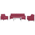 Set canapele cu perne, 4 piese, roșu vin, catifea GartenMobel Dekor