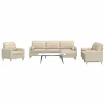 Set canapele cu taburet și perne, 4 piese, crem, textil GartenMobel Dekor