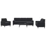 Set de canapele cu perne/rulouri, 4 piese, negru, catifea GartenMobel Dekor