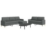 Set de canapele cu taburet, 3 piese, gri închis, textil GartenMobel Dekor