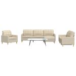 Set de canapele cu taburet, 4 piese, crem, textil GartenMobel Dekor