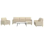 Set de canapele cu taburet, 4 piese, crem, textil GartenMobel Dekor