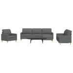 Set de canapele cu taburet, 4 piese, gri închis, textil GartenMobel Dekor