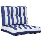 Perne de paleți, 2 buc., dungi albastre și albe, textil GartenMobel Dekor
