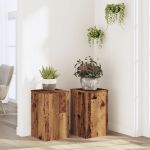 Suporturi de plante 2 buc lemn vechi 30x30x50cm lemn prelucrat GartenMobel Dekor
