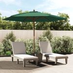 Umbrelă de soare de grădină stâlp din lemn, verde, 299 x 240 cm GartenMobel Dekor