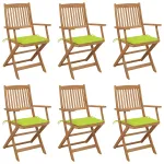 Scaune grădină pliabile, cu perne, 6 buc., lemn masiv de acacia GartenMobel Dekor