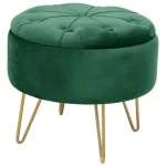 Taburet, rotund, cu spatiu depozitare, catifea, verde, max 80 kg, 38x30 cm, Caro, Akord GartenVIP DiyLine