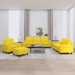Set de canapele, 4 piese, galben deschis, textil GartenMobel Dekor