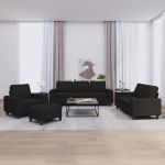 Set de canapele, 4 piese, negru, material textil GartenMobel Dekor