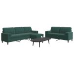 Set canapele cu perne/rulouri, 3 piese, verde închis, catifea GartenMobel Dekor