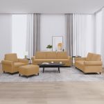 Set de canapele cu perne, 4 piese, maro, catifea GartenMobel Dekor