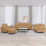 Set de canapele cu perne, 4 piese, maro, catifea GartenMobel Dekor