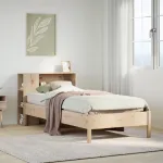 Pat cu bibliotecă fără saltea, 75x190 cm, lemn masiv de pin GartenMobel Dekor