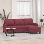 Canapea cu 3 locuri și taburet, roșu vin, 180 cm, textil GartenMobel Dekor