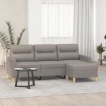 Canapea cu 3 locuri și taburet, taupe, 180 cm, material textil GartenMobel Dekor
