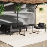 Set mobilier de grădină cu perne, 6 piese, antracit, aluminiu GartenMobel Dekor