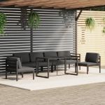 Set mobilier de grădină cu perne, 7 piese, antracit, aluminiu GartenMobel Dekor