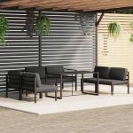 Set mobilier de grădină cu perne, 7 piese, antracit, aluminiu GartenMobel Dekor