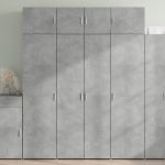 Dulap înalt, gri beton, 80x42,5x185 cm, lemn prelucrat GartenMobel Dekor