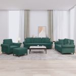 Set canapea cu perne, 4 piese, verde închis, catifea GartenMobel Dekor