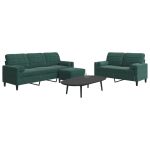 Set canapele cu perne/rulouri, 3 piese, verde închis, catifea GartenMobel Dekor