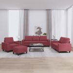 Set de canapea, 4 piese, roșu vin, material textil GartenMobel Dekor