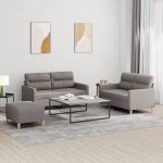 Set de canapea cu perne, 3 piese, gri taupe, material textil GartenMobel Dekor