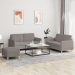 Set de canapea cu perne, 3 piese, gri taupe, material textil GartenMobel Dekor