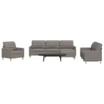 Set de canapea cu perne, 4 piese, gri taupe, material textil GartenMobel Dekor